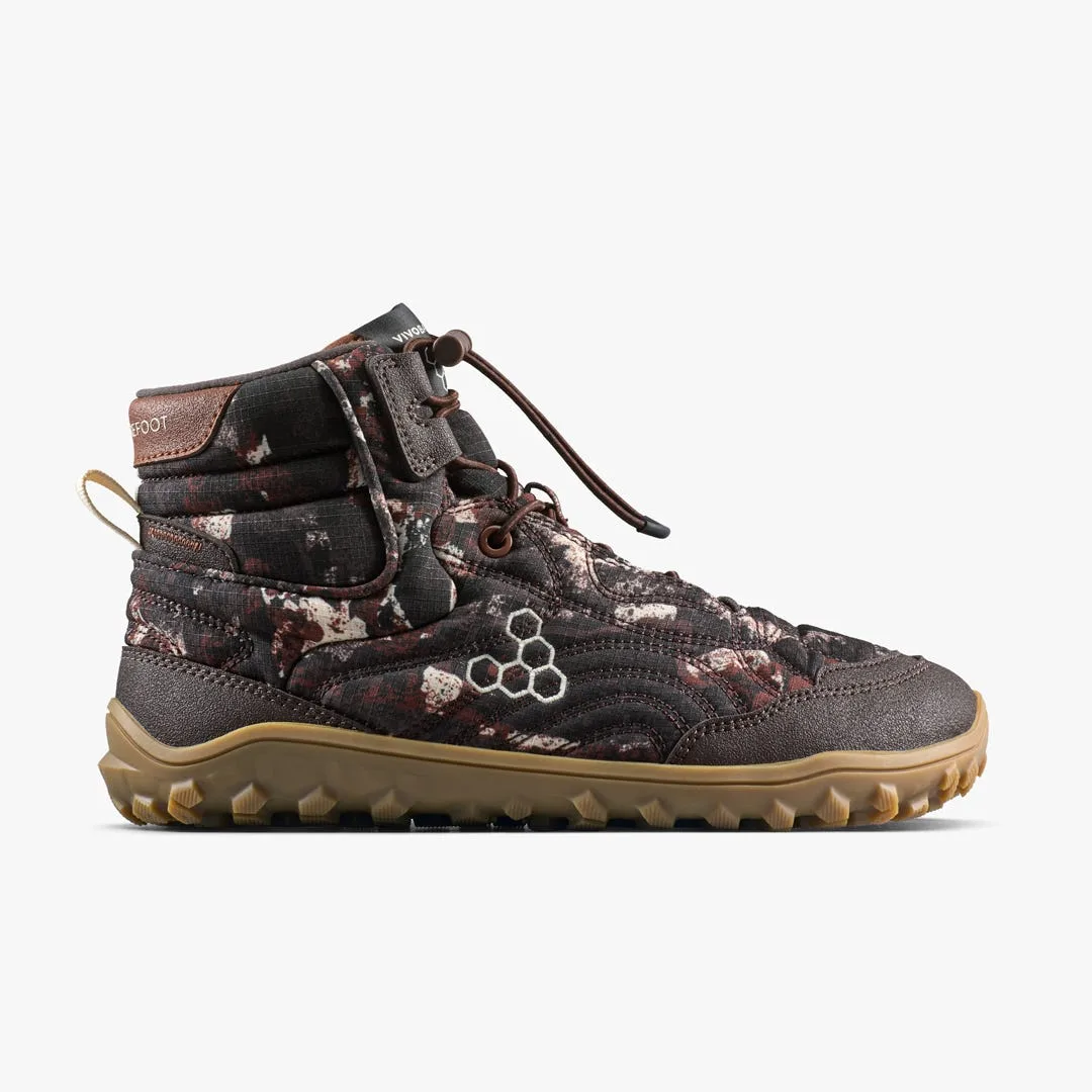 Ботинки Vivobarefoot Tracker Tova Mid — мужская модель, серо-коричневый с узором